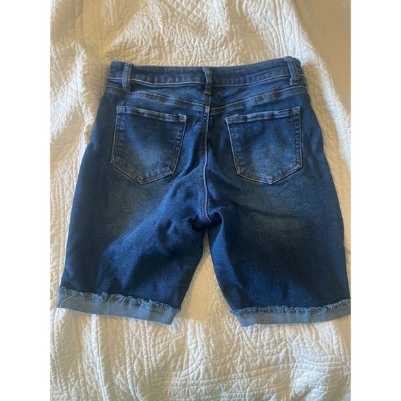 Vanilla Star Bermuda Jean Shorts 9 Juniors' Distressed Stretchy Cuffed - Picture 4 of 4